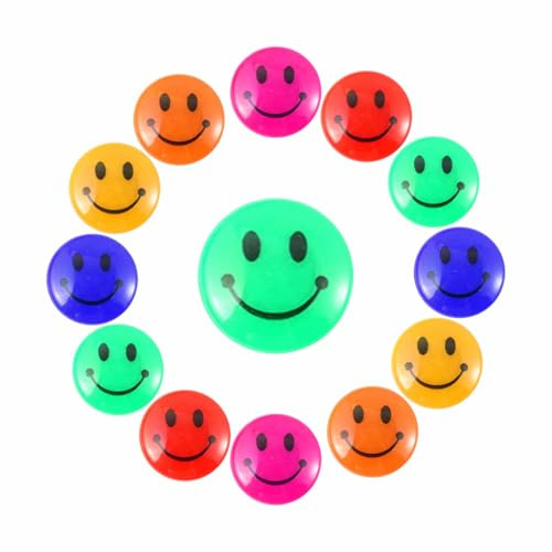 Magnetische Nägel mit Smiley-Gesicht, rund, für Kühlschrank, Büro, Magnet, verschiedene Farben, für Zuhause, Küche, Büro, Schule, 12 Stück