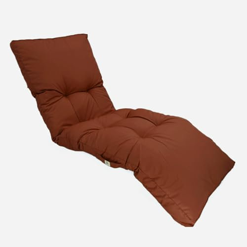 deco arts Coussin Bain de Soleil - Coussins Rectangulaires pour Chaise Longue - Coussin Capitonné avec Traitement Déperlant et Poignées de Transport - Certifié Oeko-TEX - 185x55 cm, Terracotta