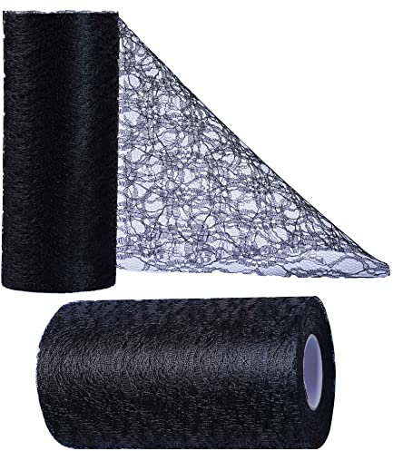 OSVINO Tischläufer Spitze Schwarz 15cm x 25m Hochzeitsdeko Retro Tischband Spitze Tischdeko, Dekorieren für Taufe Partys Hochzeit Weihnachten Kommunion Jubiläum, Handwerk Verpackung Material