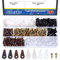 Glarks 240 Stück 4 Farben 5 mm Glas-Halteklammern mit Schrauben-Set, klar/weiß/schwarz/braun, Kunststoff-Glasscheiben-Halterung, Clips, Schranktür-Clips zur Befestigung von Spiegelglas, Schranktüren