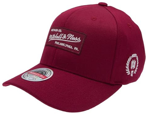 Mitchell & Ness Heather Box Logo Classic Red Snapback - OB, Burgundy
