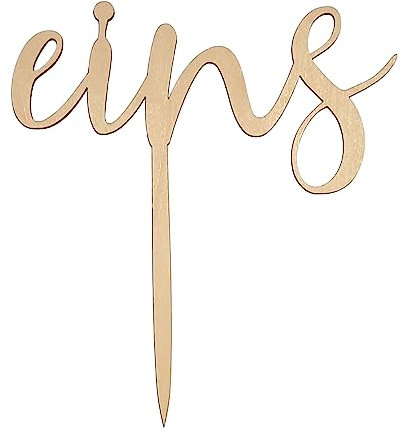 WAIKUA® Cake Topper eins aus Holz - Tortendekoration erster Geburtstag - Handgemachter Kuchenaufsatz aus Birkensperrholz 13x15cm - Made in Germany