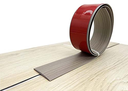 Übergangsleiste Selbstklebend,2m x 4 cm Profil Vinyl Übergangsleiste Bodenbelag Schwelle Übergang Streifen Fußboden Spalt Verbindungs für Türschwelle (Graue Holzmaserung(2M))