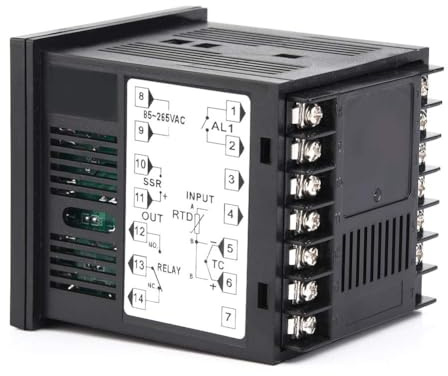 Marhynchus MC701 Temperaturregler, Digitaler PID-Temperaturregler für K-Typ PT100 Sensoreingang, mit Relais und SSR-Ausgang, Schwarz