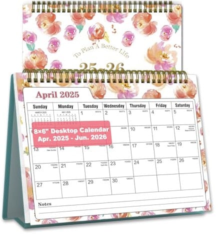 Kleiner Tischkalender 2025, Monatskalender, Schreibtischkalender, Okt. 2024 - DEC. 2025, 20,3 x 15,2 cm, Stehender Flip-Kalender mit To-Do-Listenseite, Ihr persönlicher Tagesplaner, Kalender für Home