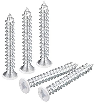 QUARKZMAN ST4x30mm Blanc Vis Autotaraudeuse, 25pcs Plat Tête Phillips Bois Vis pour Travail Bois