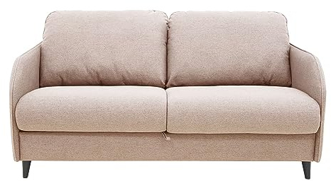 Bestmobilier Cosmos - 3-Sitzer Schlafsofa - tägliche Schlafgelegenheit Matratze 11 cm - aus Stoff Beige