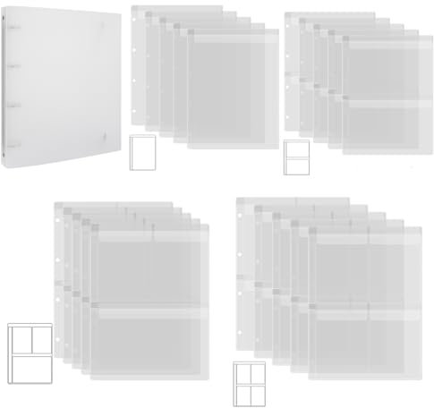 20 Seiten A4, 4 Ringe, transparente Stempelaufbewahrung, Prägeordner, Aufbewahrung von Fotos, Karten, Ordner, Aufbewahrungstasche für DIY, Scrapbooking, Kunsthandwerk, Sammeltaschen
