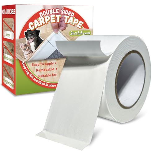 Birllaid Doppelseitiges Teppichklebeband für Fußböden rutschfeste Greifer für Teppichecken und seiten keine Beschädigung für Fußböden und strapazierfähiges Mehrzweck Teppichklebeband 5cm x5m