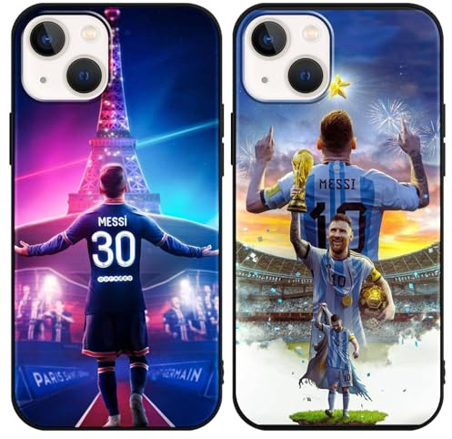 [2 Stück] Schutzhülle für iPhone 13 iPhone 14 Hülle 6,1,Handyhülle Fußball Sport Soccer Muster Design Motiv Fußball-Athleten Silikon TPU Stoßfest Bumper Cover Case für iPhone 13 iPhone 14,M3