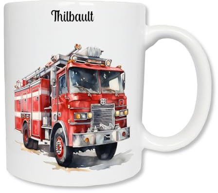 Mug personnalisé camion de pompier - Cadeau sapeur pompier - Anniversaire