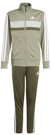 adidas Unisex niños SEASONAL ESSENTIALS TIBERIO 3 STRIPES TRICOT TRACKSUIT, silver pebble/white/wonder silver, 15-16 Years