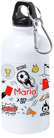 Genérico Botella Personalizada Niño Niña Nombre Botellas de Agua Aluminio Regalo (Fútbol)