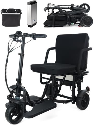 Tripaide 2025 Neue 20KM Autopilot 3 Gang Geschwindigkeit Faltbarer Mobilitätsroller 3 Räder, mit Abdeckung Elektromobil Klappbar Leicht fur Erwachsene Wiegt nur 21,7 kg Unterstützt 130KG