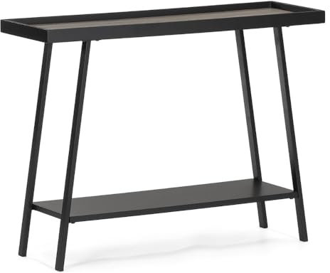 LEBENSwohnART Moderner Konsolentisch CUDA 100cm Altholz-Look schwarzes Metallgestell Konsole