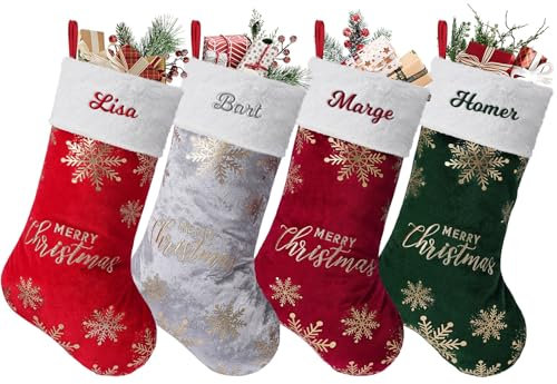 NIBESSER Weihnachtsstrumpf Personalisiert mit Namen 2er Große Stickerei Nikolausstrumpf Personalisierten Weihnachtsstrümpfe Nikolausstiefel Kamin Weihnachtssocken Weihnachten hängende Taschen