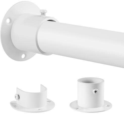 Kleiderstange Ausziehbar Weiß matt, 74-223cm, Garderobenstange,Durchmesser 32 x 28 mm,1 Stück Verstellbare Kleiderstange mit Runde Basis für SchrankGeeignet für Schlafzimmerschrank, Wohnzimmer