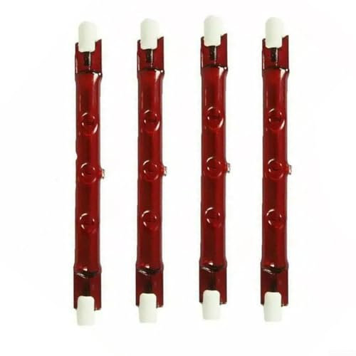 Zilimontt 500W R7 Heater Bulb, Infrared Halogen Heater Bulb High Heat Output, 118mm Red Lamp, for Outdoor Parasol Heater Efficient Heating 4㎡, Patio Heater Lamp Heat Blub(4pc)