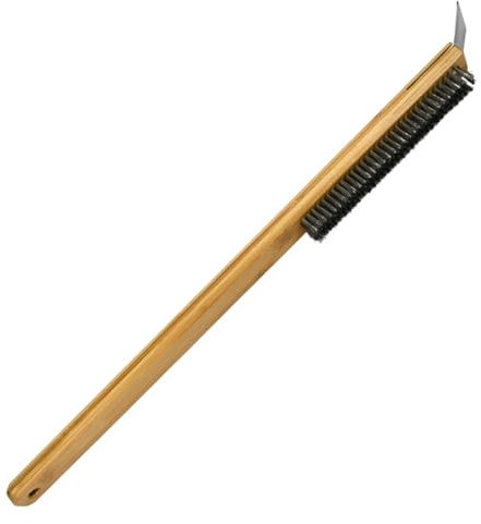 Pizzaofen Bürste Pizza-Bürste, 57.5 cm Reinigungsbürste für Pizzastein mit Schaber und langem Griff aus, Ofenbürste Pizzasteinbürste Reinigungswerkzeug für Grill, Bürste für Pizzaofen
