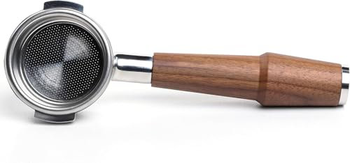 KNODOS 58mm Bodenloser Siebträger – Naked Portafilter für E61 Brühgruppe – Kompatibel mit Rocket, Lelit, ECM, Profitec, Flair 58 – Edelstahl mit Walnussgriff – inkl. 18–21 g Sieb