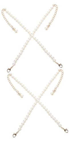 COLLBATH 4 Pz Cinturino Sul Tallone Stivale Con Stivaletto Cinturini Alla Caviglia Per Scarpe Di Ricambio Tacchi Con Cinturino in Perle Cinturini Per Scarpe Metallo Bianca