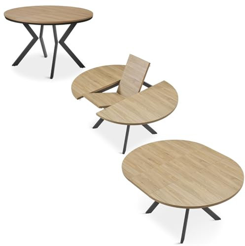 HABITMOBEL Mesa Redonda Extensible de Comedor diámetro 120 cm a 160 cm