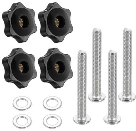 QUARKZMAN 4 Stück Sterngriffmutter M5 Flügelmutter Messing Schraubgewinde Rändelschraube 32mm 6-Stern Knöpfe, Handknopf Klemmmutter Spanngriffe Anlagen Werkzeugmaschinen Fitnessgeräte Möbel