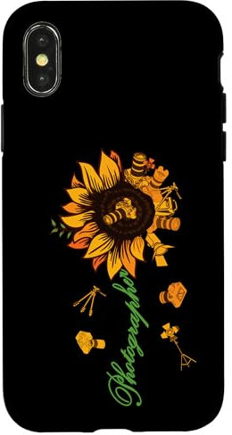 Drôle de tournesol photographe amateur d'appareil photo Coque pour iPhone X/XS