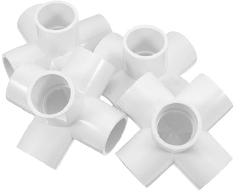 Gatuida 4 Pezzi Raccordi per tubi a cinque vie raccordo per tubi in pvc Connettori a tubo raccordi in pvc per mobili accoppiamenti del di irrigazione Connettori di tubi bianca