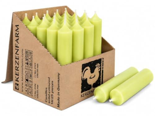 Kurze Stabkerzen Tafelkerzen durchgehend gefärbt Spitzkerzen für die Tisch-Deko zur Hochzeit Weihnachten & Party (10, Pastell-Grün)