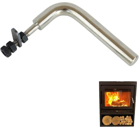 Manija de la puerta de la estufa de madera, manijas de la puerta de la chimenea, mango de chimenea de reemplazo liso y resistente en forma de L para el hogar, el hotel, metal