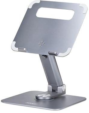 StarTech.com Telescopic Laptop Stand, 360 Swivel Base, Rotating Computer Riser for Desk, Adjustable Height/Tilt, Max 11lb/5kg