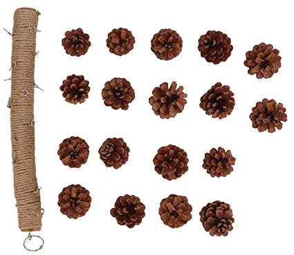 Haofy Kiefernzapfen-Kauspielzeug für Papageien, Tannenzapfen aus Holz, Lustiges Kauspielzeug für Sittiche, Nymphensittiche, Turteltauben (L)