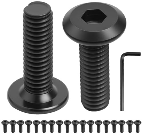 20 PcsVis M6, Vis à Tête Plate M6 x 20 mm, Vis à Tête Fraisée à Six Pans Creux, Boulon à Tête Cylindrique Hexagonale Creuse Noir, avec Clé