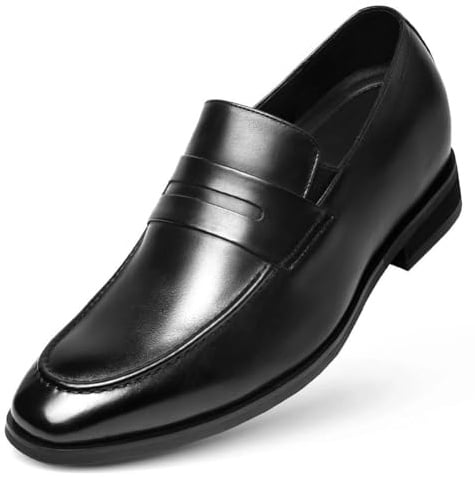 CHAMARIPA Chaussures d'affaires décontractées pour homme avec rehaussement intérieur invisible 7 cm/8 cm Oxford & Derby en cuir de veau respirant et léger Noir/marron Pointures 38-45 EU, Noir