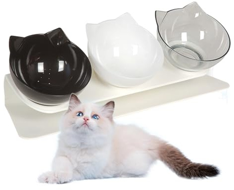 Yurosuis Bol pour Chats,Écuelle Ergonomique Anti-Renversement pour Animaux,Mangeoire pour Chats Nourriture Sèche Et Humide - pour Races Petites Moyennes Grandes Intérieur Extérieur Chambre Balcon