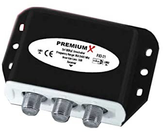 Premium X PXD-21 DiSEqC Schalter 2/1 Umschalter 2.0 mit Wetterschutzgehäuse Full HD HDTV 3D