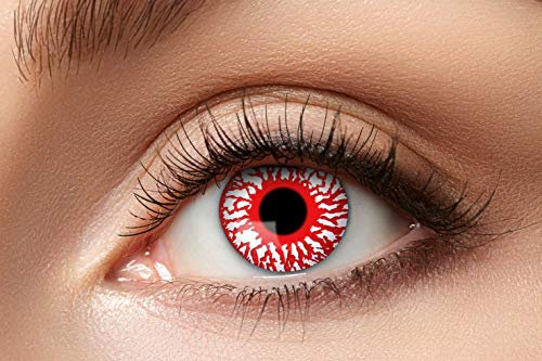 Eyecatcher 84065141-658 - Farbige Kontaktlinsen, 1 Paar, für 12 Monate, Rot, Karneval, Fasching, Halloween