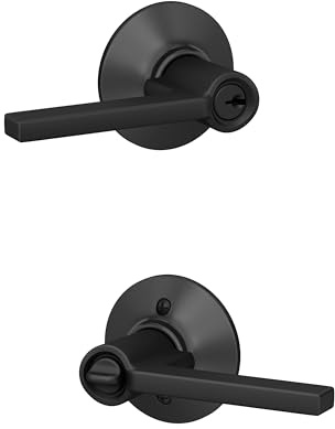 SCHLAGE Latitude Keyed Entry Door Handle, Reversible, Matte Black