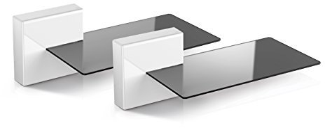 Meliconi Ghost Cube Soundbar Bianco, sistema copricavi componibile con mensola in vetro ideale per soundbar