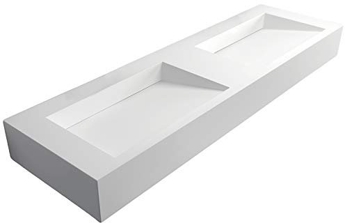 Bernstein Badshop Wandwaschbecken Aufsatzwaschbecken TWG16 Waschbecken aus Mineralguss Solid Stone in Weiß - 152 x 45 x 15 cm