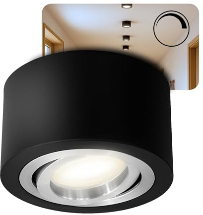 SSC-LUXon LED Spot Leuchte Decke schwenkbar & rund in Aluminium schwarz inkl. fourSTEP LED Modul (4W, neutralweiß) - Dimmen ohne Dimmer, Stückzahl:1er Set