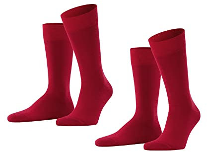 FALKE Happy Double Pack M So cotone tinta unita confezione di 2 paia, Calzini Uomo, Rosso Scarlet 8228, 39-42