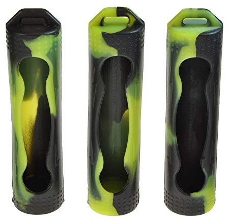 Armerah 18650 eCig Vape Battery Protective Case Cover Sleeve Silicone Rubber 3 Pack Black-Yellow