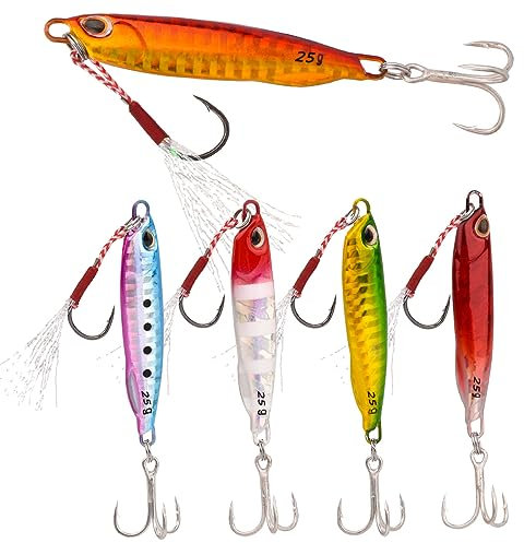 Fayvosiue Jigs Angelköder Bass Cypriniden sinken Löffel aus Metall Micro Jigging Bait (25g)