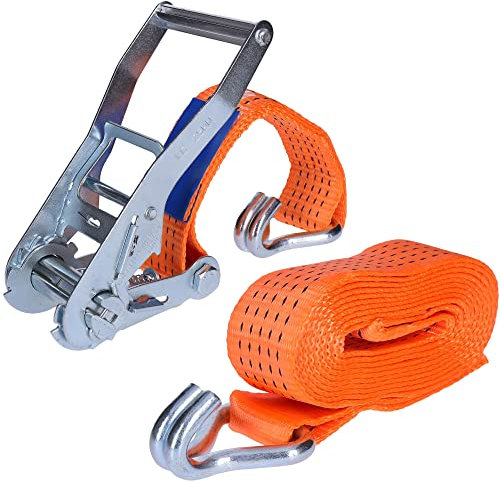 Spanngurt, Ratschengurt, Zurrgurt, Spanngurt mit Ratsche | 2-teilig, Doppel Spitzhaken | DIN EN12192-2, GS geprüft (6 Meter, 5 Tonnen)