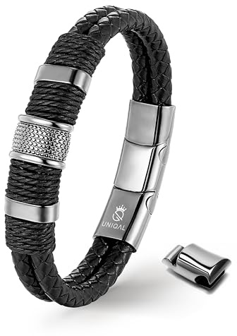 UNIQAL | Lederarmband Herren Premium Style Mens Bracelet | Gratis Geschenk Box | Echtleder, Edelstahl