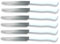 Crux 6 Italian Dining Knives (White Rounded Tip, Stainless Steel, 9 inches, Wood Handle, Set)