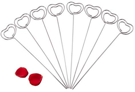 Porta biglietti da visita con clip per appunti 50 x argento fai da te in metallo fili rotondi con foto per biglietti da visita in carta per appunti clip per espositori da tavolo (love heart )