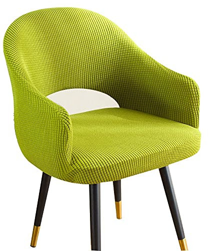 Stuhlbezug Mit Armlehne Bürostuhl Stuhlhussen 1/4/6er Set Grau/WeiB Stretch rund Rückenlehne Wasserdicht Stuhlabdeckung Hussen für Hotel Restaurant Dekor Cafe (Color : B, Size : 4PCS)